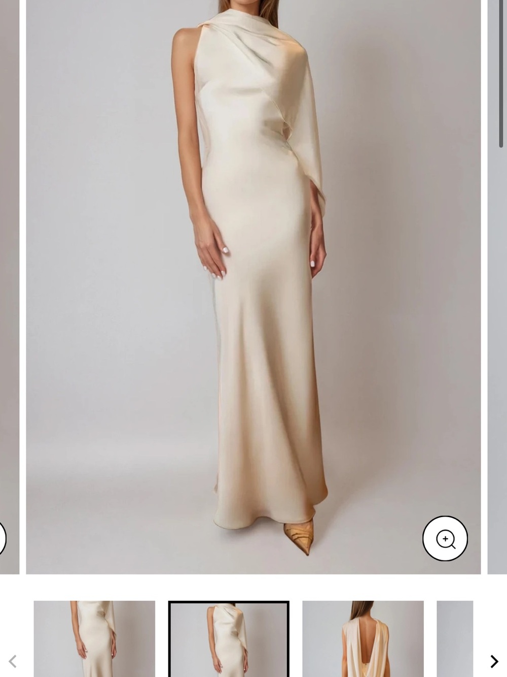 Elegant Ivory One-Shoulder Satin Gown